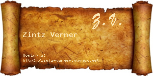 Zintz Verner névjegykártya